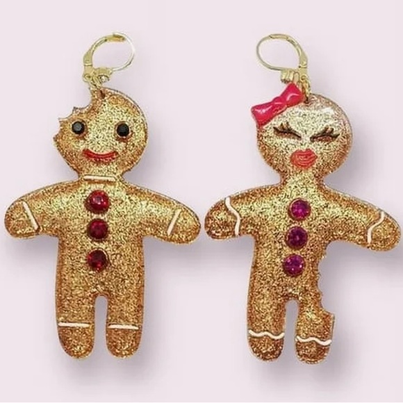 New Betsey Johnson Gingerbread Man & Lady Earrings - Picture 4 of 16